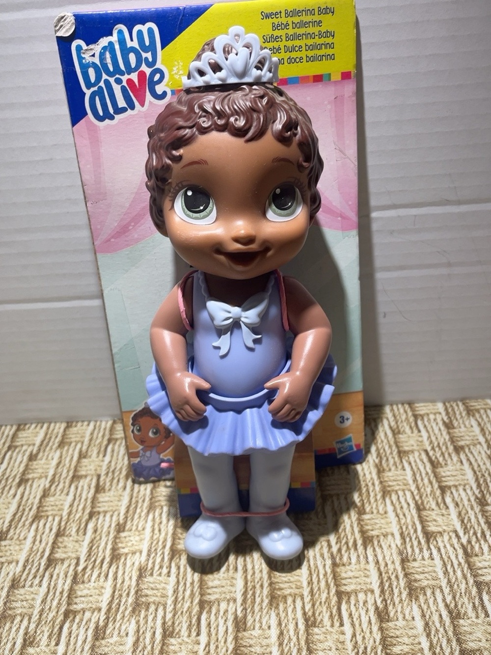Baby Alive Sweet Ballerina Baby Doll 11” Hasbro Brown Hair Tiara Tutu Box